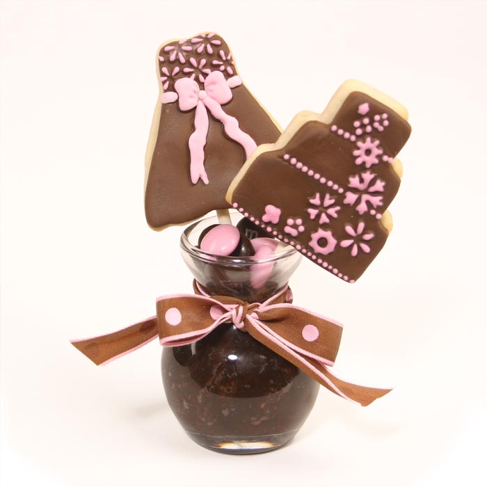 Brown and Pink Mini Wedding Cookie Bouquet